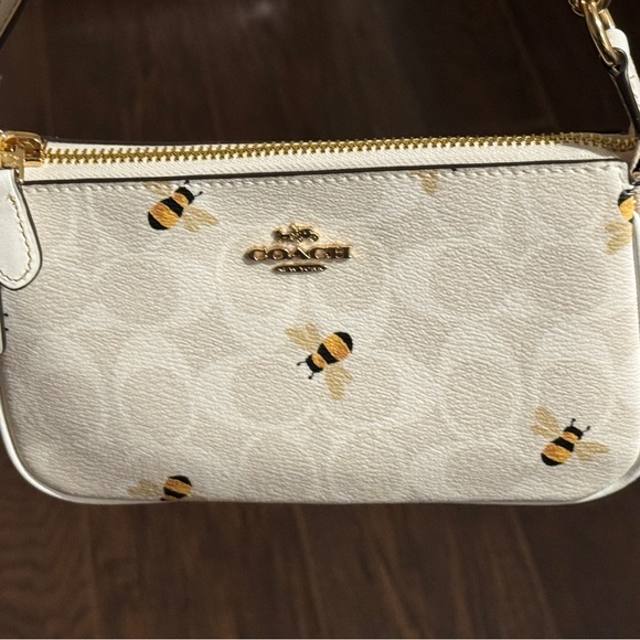 Coach Nolita 19 Purse - Signature Canvas With Bee Print (gold & glacier white) - Picture 5 of 9